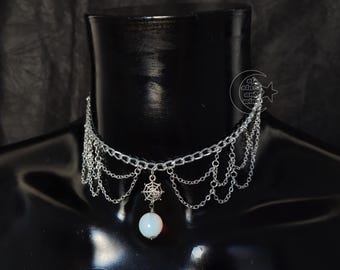 gothic spider web choker - Halloween goth necklace