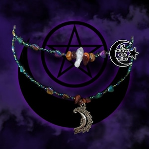 whimsigoth moon choker necklace - fairy necklace - layered choker - witch necklace