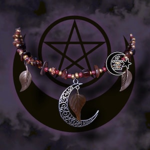 fairycore crescent moon choker necklace - leaf choker - whinsigoth - fairy grunge