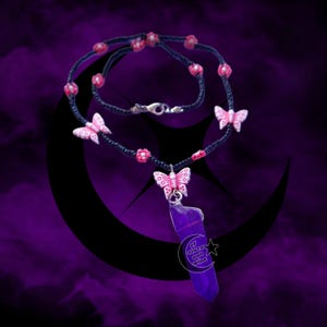 fairycore Schmetterling Kristall Halskette - Quarz Kristall Choker - Fee Schmuck - whimsigoth