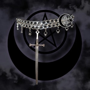 gothic sword necklace - goth choker - whimsigoth jewelry - gothic choker - witch jewelry