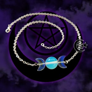 witchy triple moon goddess choker - wicca - witch necklace - goth choker