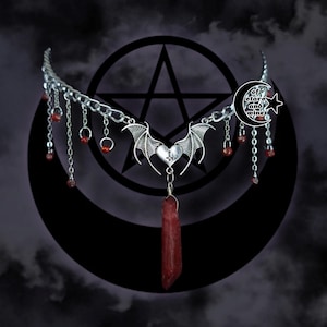 gothic bat blood droplet choker - goth choker - gothic necklace - vampire necklace
