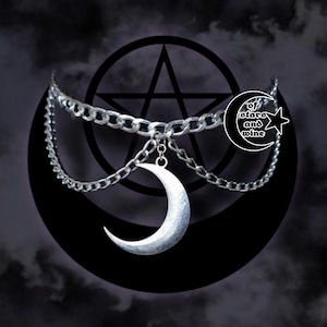 gothic crescent moon choker - chunky chain choker - goth choker - gothic necklace