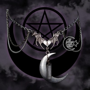Gothic Fledermaus und Mond Choker Halskette - Gothic Kette - Gothic Schmuck - Emo - alternativ