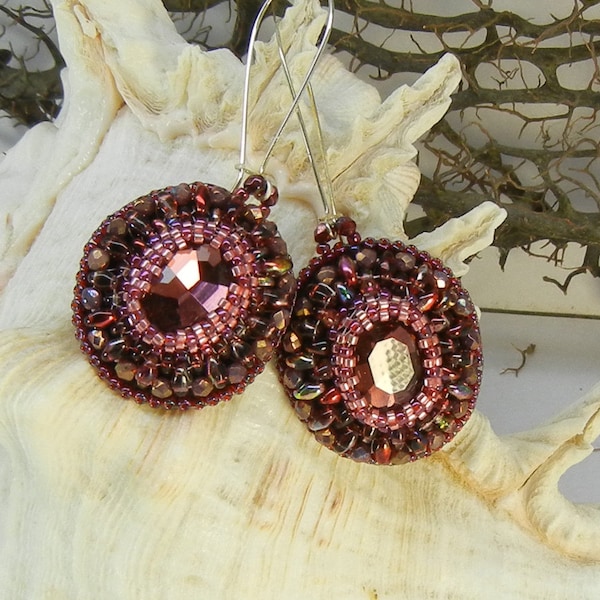 PURPLE RHINESTONE EARRINGS, dangle earrings, purple earrings, jane bari design, Australian hand made jewellery, jewelry, crystal earrings