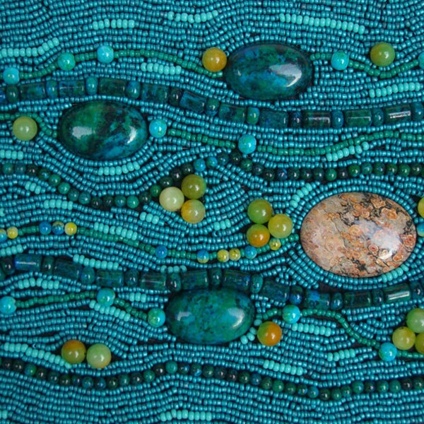 PERLE peinture, peinture « Sud océan varech », l’art australien, broderie de perles australiennes, encadrée perle peinture, cadeau de peinture