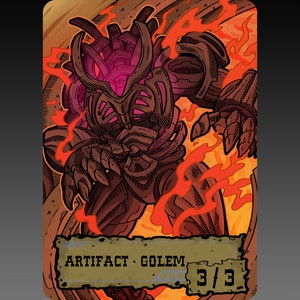 LIQUIDAZIONE Golem Token - Personalizzato MTG Magic the Gathering Fantasy Board Game Card Gaming Set Collezionabile Commander Legends EDH Artifact Outlaws