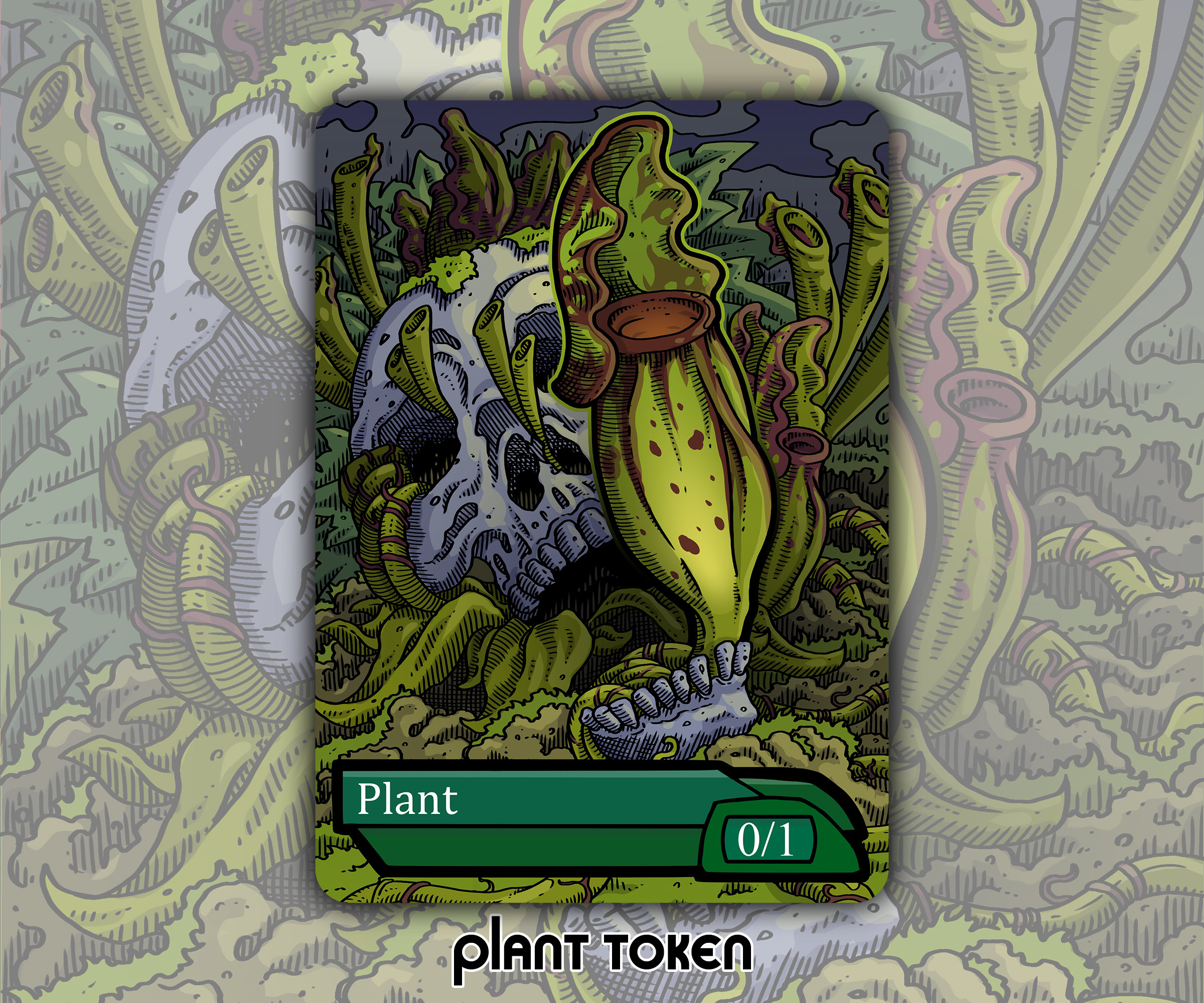 Plant - Custom Token for Magic the Gathering Green 0/1 Necrobloom - Etsy