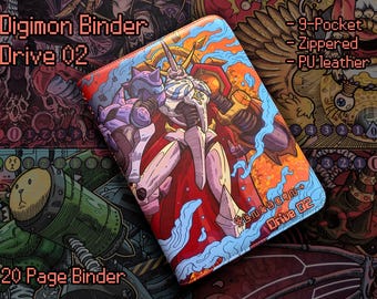Digimon Binder - Drive 02 - 9-Pocket Zippered Card Game DCG Storage - Great Legend Battle of Omni Double Diamond - Omnimon Omegamon