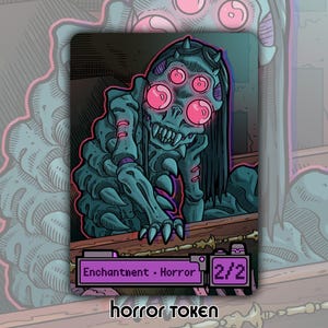 CLEARANCE Horror Token - Individuell veränderte MTG Magic Gathering Fantasy Brettspiel Karte Gaming Set Sammeln Duskmourn Black Verzauberung Crypt