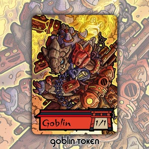 Ficha de duende: juego de cartas de mesa de fantasía MTG Magic Gathering modificado a medida, coleccionable Kamigawa Neon DnD Krenko Akki Searslicer