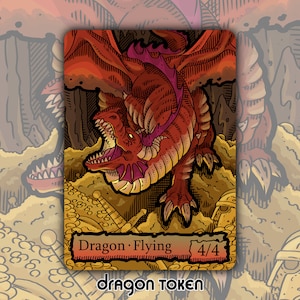 Ficha de dragón - Juego de mesa de fantasía personalizado MTG Magic the Gathering Battle Baldur's Gate Juego de cartas Coleccionable DnD Commander Dungeons