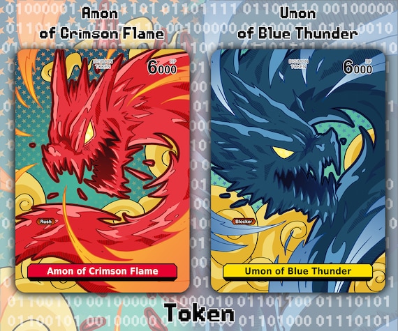 CLEARANCE Amon of Crimson Flame & Umon of Blue Thunder - 2 Tokens