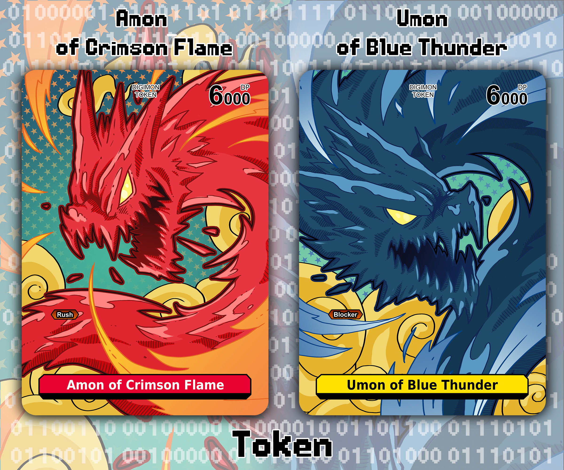 Amon of Crimson Flame & Umon of Blue Thunder - 2 Tokens - Digimon