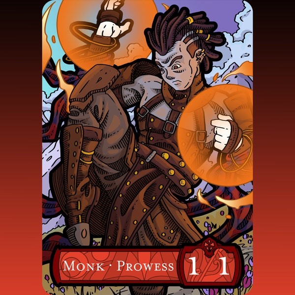 CLEARANCE Monk Token - Custom MTG Magic the Gathering Fantasy Board Game Card Gaming Collectible Commander DnD Dungeons Dominaria DMU Jaya