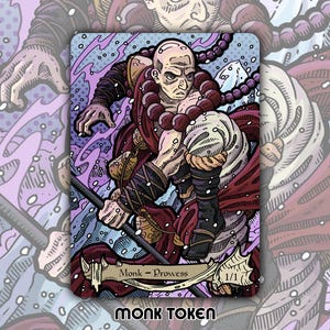 Ficha de Monje - Cartas coleccionables personalizadas para el juego de mesa de fantasía Magic the Gathering de MTG, Commander Tarkir, Prowess Mentor, MOM Machine