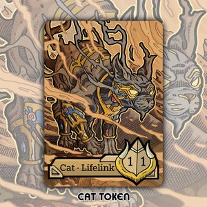 CLEARANCE Cat Token - Individuell veränderter MTG Magic the Gathering Fantasy Brettspiel Kartenspiel-Set Sammlerstück Amonkhet DFT Aetherdrift Caracal