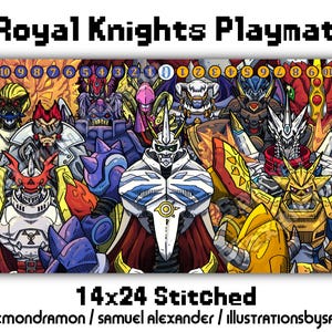 Royal Knights Spielmatte - 14x24 Digimon Kartenspiel DCG Stitched Edges Sammelmonster Gallantmon Magnamon Alphamon UlforceVeedramon LordKnightmon