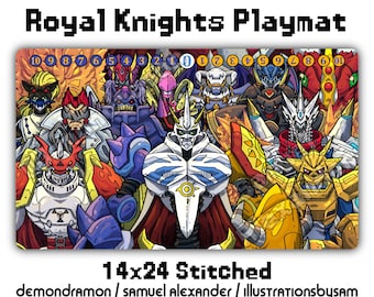 Royal Knights Playmat - 14x24 Digimon Card Game DCG Stitched Edges Omnimon Gallantmon Magnamon Alphamon UlforceVeedramon LordKnightmon