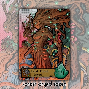 Ficha de dríada del bosque: juego de mesa de fantasía MTG Magic the Gathering personalizado y modificado, juego de cartas coleccionable, BRO Brothers War, artefacto Titania