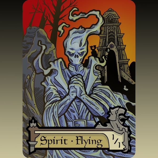 Spirit Token - Aangepaste MTG Magic the Gathering Innistrad Fantasy Bordspel Card Gaming Collectible DnD Commander Horror Gothic Shadows Dark