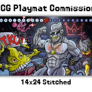 Encargo de tapete de juego TCG personalizado: juego de cartas Digimon, DCG, Magic the Gathering, MTG, juegos de mesa de fantasía, coleccionables, Commander, ilustración artística