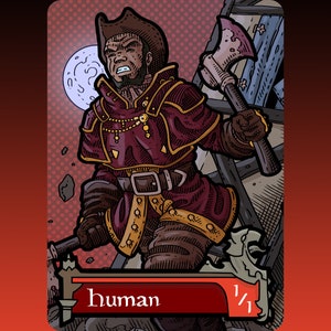Ficha humana - Cartas coleccionables del juego de mesa de fantasía Magic the Gathering de MTG personalizadas Commander Hanweir Traft Innistrad SOI