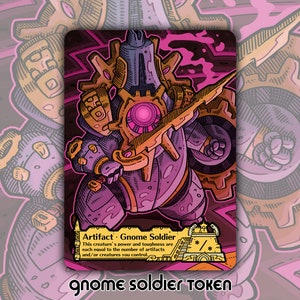 Ficha de Soldado Gnomo - Cartas de Juego de Mesa de Fantasía y Reuniones Mágicas Personalizadas de MTG, Coleccionables, Comandante, Cavernas Perdidas, Cuartel de la Herrería de Ixalan