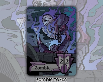 Zombie Token - Custom MTG Magic the Gathering Fantasy Board Game Card Gaming Set Collectible Altered Commander Legends EDH Skeleton Black