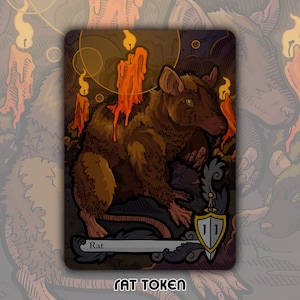 Ficha de rata: juego de cartas de mesa de fantasía Magic the Gathering personalizado y alterado, coleccionable, Eldraine, Mad Ratter, DnD, cómic, dibujos animados