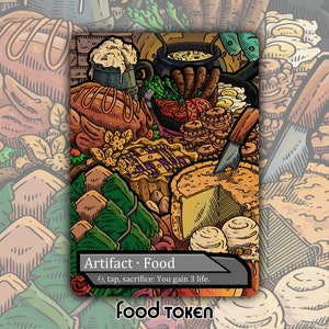 Ficha de comida - Juego de cartas de juego de mesa de fantasía Magic the Gathering personalizado y modificado, artefacto coleccionable LTR, Lord Rings Goose Shire