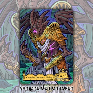 Vampir Dämon Token - Custom MTG Magic the Gathering Fantasy Brettspiel Card Gaming Sammler Token Kommandant Lost Caverns Ixalan Vito Clavileno