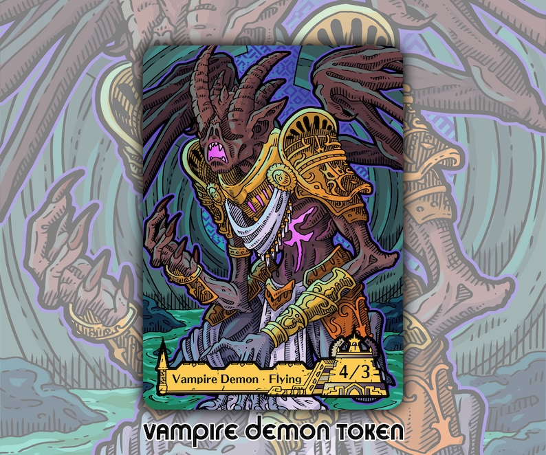 Vampire Demon - Custom Token for Magic the Gathering 4/3 White Black ...