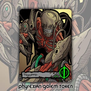 CLEARANCE Phyrexian Golem Token - Custom MTG Magic the Gathering Fantasy Board Game Card Gaming Set Collectible Altered Legends EDH Artifact