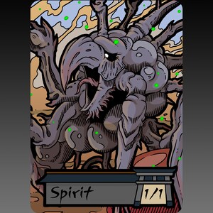 LIQUIDACIÓN Spirit Token - Juego de cartas de juego de mesa de fantasía MTG Magic the Gathering personalizado y alterado, coleccionable Kamigawa Neon Comic Orchard
