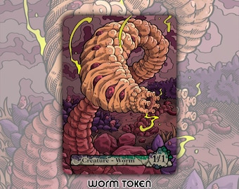 Worm - Custom Token for Magic the Gathering 1/1 Black Green Lorwyn