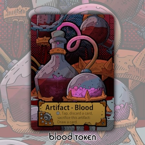 Blood Token - Juego de cartas de juego de mesa de fantasía MTG Magic the Gathering modificado a medida, coleccionable, BRO Brothers War Vampire Ashnod Artifact