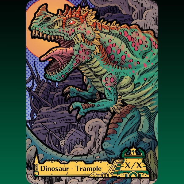 Dinosaur Token - Custom MTG Magic the Gathering Fantasy Board Game Card Gaming Collectible Commander Trample Ixalan Ghalta MOM Machine