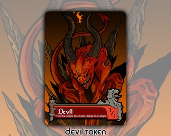 Devil Token - Custom MTG Magic the Gathering Innistrad Fantasy Board Game Card Gaming Collectible DnD Commander Horror Gothic Shadows Dark