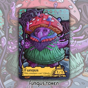 Ficha de hongo: juego de mesa de fantasía personalizado de MTG Magic the Gathering, juego de cartas coleccionable Commander Lost Caverns Ixalan