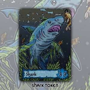 CLEARANCE Shark Token - Custom MTG Magic the Gathering Fantasy Board Game Card Gaming Set Collectible EDH Bloomburrow Fisher&#39;s Talent