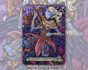 Faerie Rogue - Custom Token for Magic the Gathering 1/1 Blue Black Shadowmoor