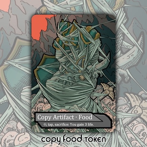 Copia de ficha de comida - Juego de cartas de juego de mesa de fantasía MTG Magic the Gathering modificado personalizado, artefacto LTR coleccionable, anillo de Señor Araña Shelob