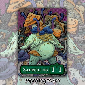 Saproling Token - Custom MTG Magic the Gathering Fantasy Board Game Card Gaming Collectible Commander Dominaria Slimefoot Squee MOM Machine