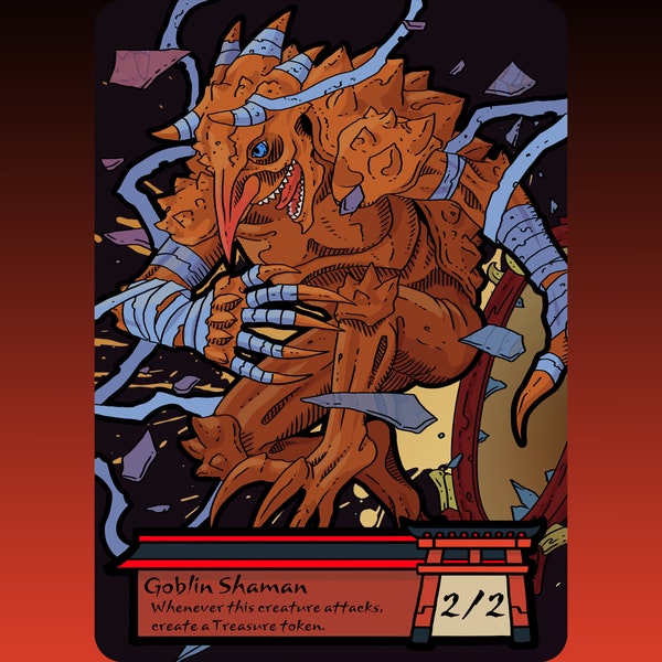 Goblin Shaman Token - Custom Altered MTG Magic the Gathering Fantasy Board Game Card Gaming Set Collectible Kamigawa Neon DnD Kiki