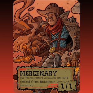 CLEARANCE Mercenary Token - Individuell veränderte MTG Magic the Gathering Fantasy Brettspiel Karte Gaming Set Sammlerstück Outlaws Thunder Junction
