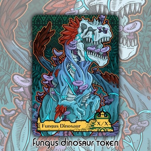 Fungus Dinosaur Token - Custom MTG Magic the Gathering Fantasy Board Game Card Gaming Collectible Commander Lost Caverns Ixalan Skullspore