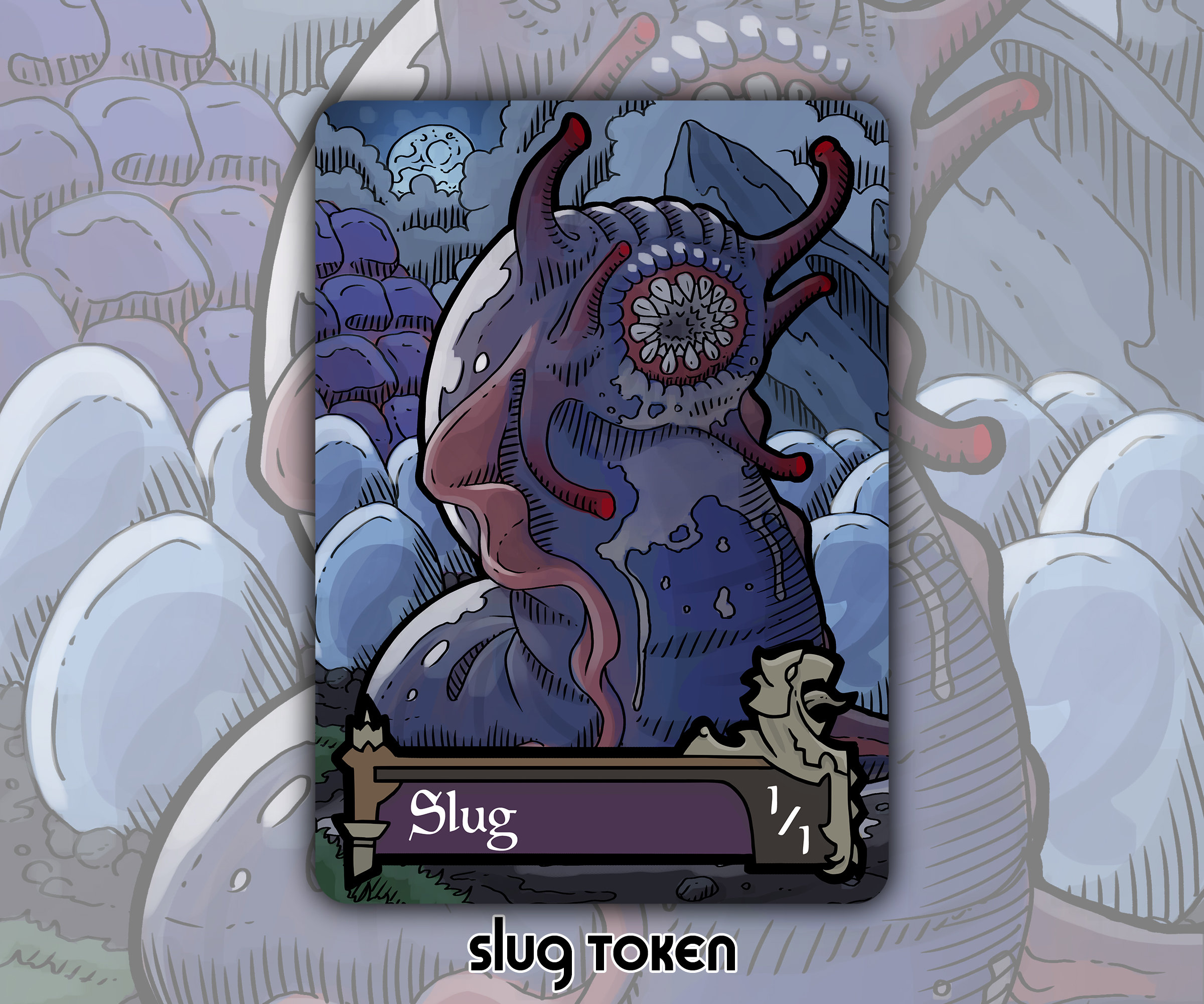 Slug Token - Custom MTG Magic the Gathering Innistrad Fantasy Board Game Card Gaming Collectible DnD Commander Horror Gothic Crimson Dark