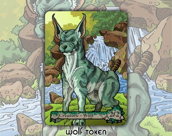 Wolf - Custom Token for Magic the Gathering 2/2 Green Lorwyn